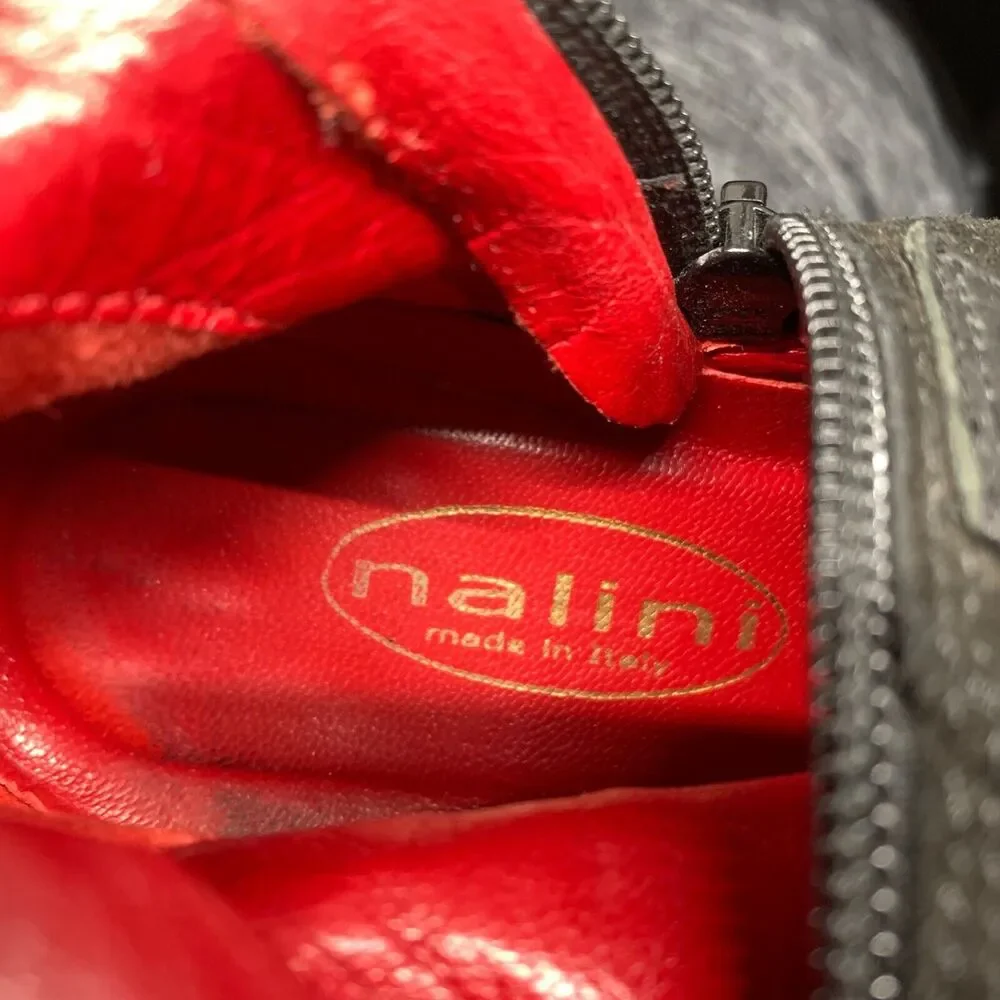 Nalini Italy Chain-Trim Suede Knee-High Boots 39‎ Chain Harness